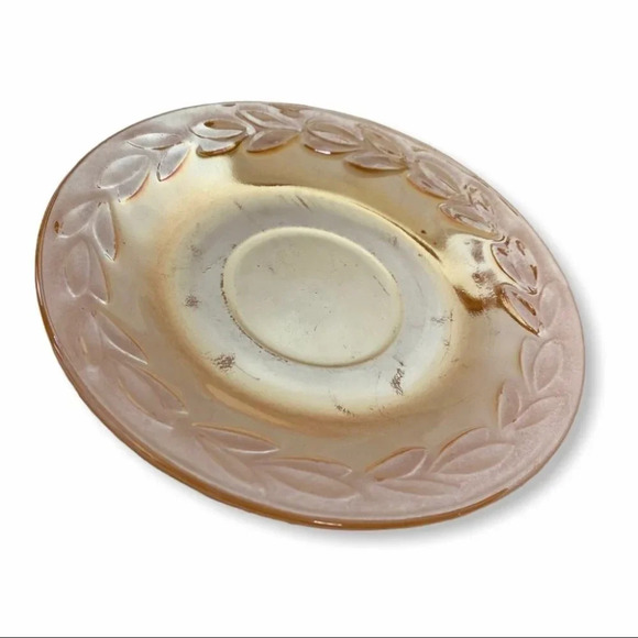 Fire King  Peach Lustre Saucer & Federal Glass Moonglow Tea Cup - Picture 7 of 9